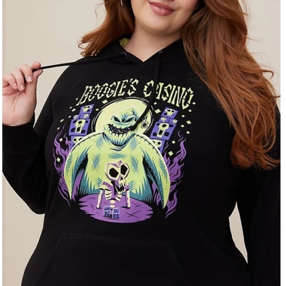 TORRID NWT DISNEY NIGHTMARE BEFORE CHRISTMAS HOODIE -  FLEECE OOGIE HALLOWEEN - Picture 1 of 6